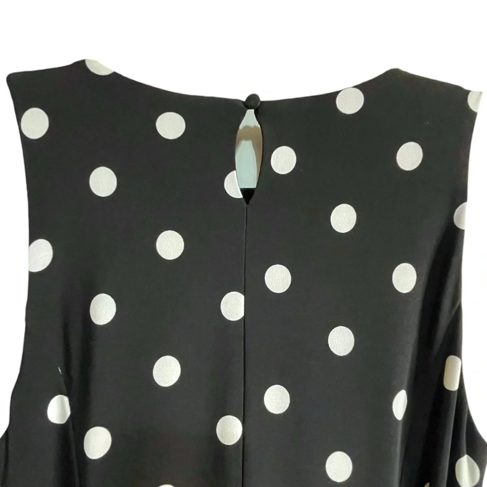 Ralph Lauren Black & White Polka Dot Midi Sleeveless Dress Belted Women’s Size 2 - Picture 6 of 11